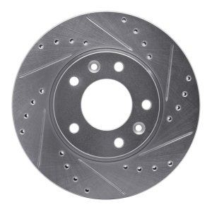 Kia Sedona Brake Rotor (1) - Front Right - R1 Concepts - Drilled & Slotted - Silver - 2002
